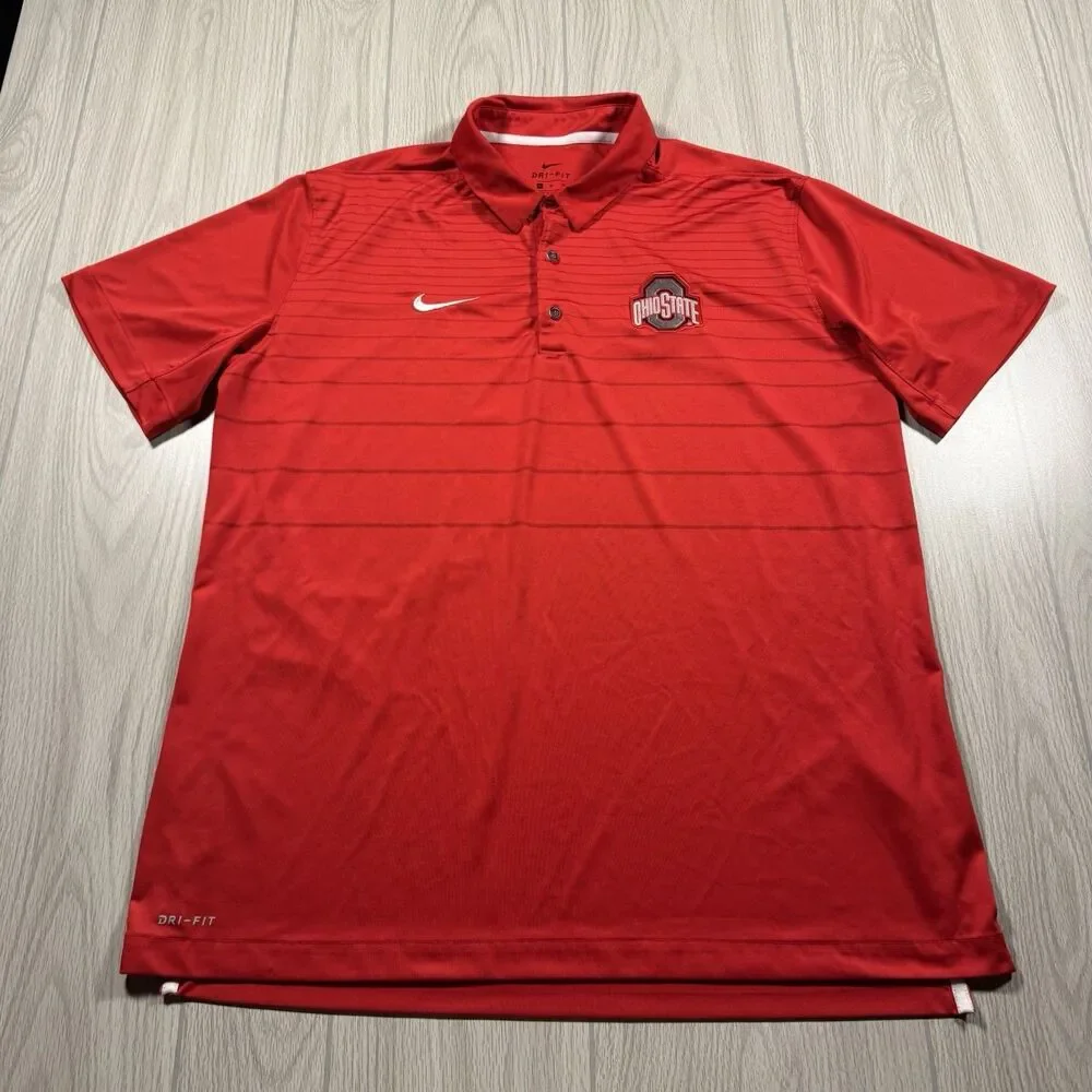 Ohio State Buckeyes Nike Golf Polo Men’s XL Scarlet Logo Dri Fit Performance EUC
